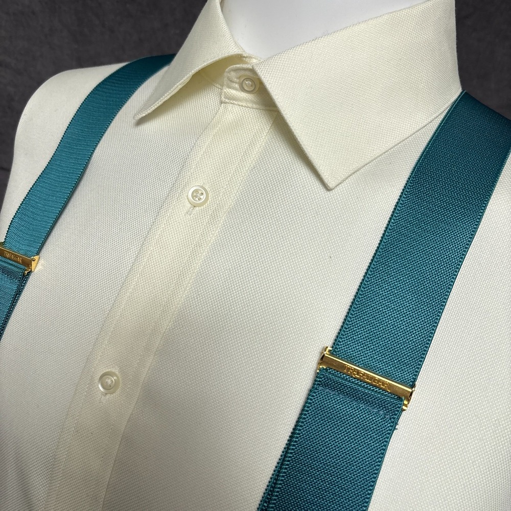 Trafalgar Suspenders Braces Green Teal Red Maroon Leather Button Classic Y Back